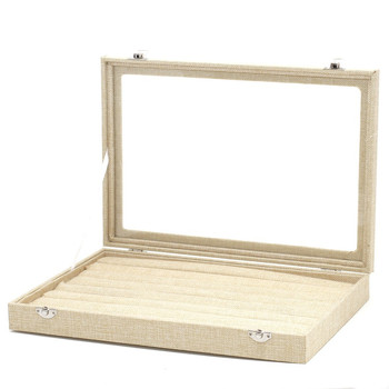 Présentoir coffret boîte à bagues 34x24cm toile jute Naturel