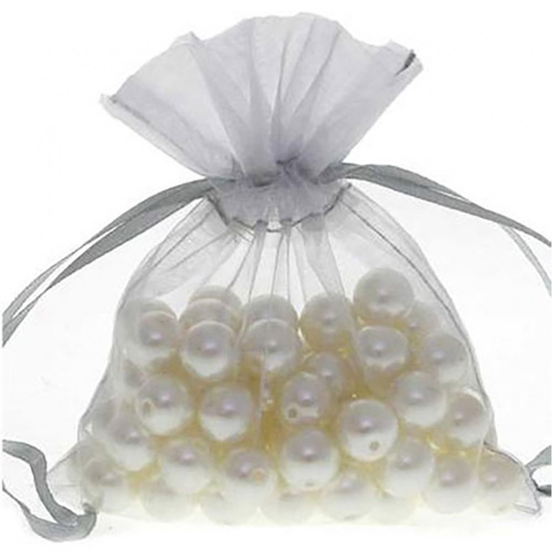 Sachets organza 13x17 cm  bijoux ou dragées lot de 50 Gris