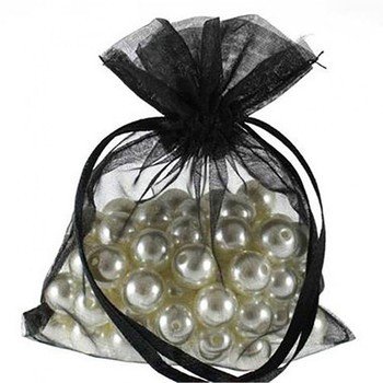 Sachets organza 13x17 cm  bijoux ou dragées lot de 50 Noir