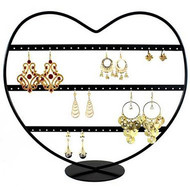 Porte bijoux boucle d'oreille coeur (34 paires) Noir