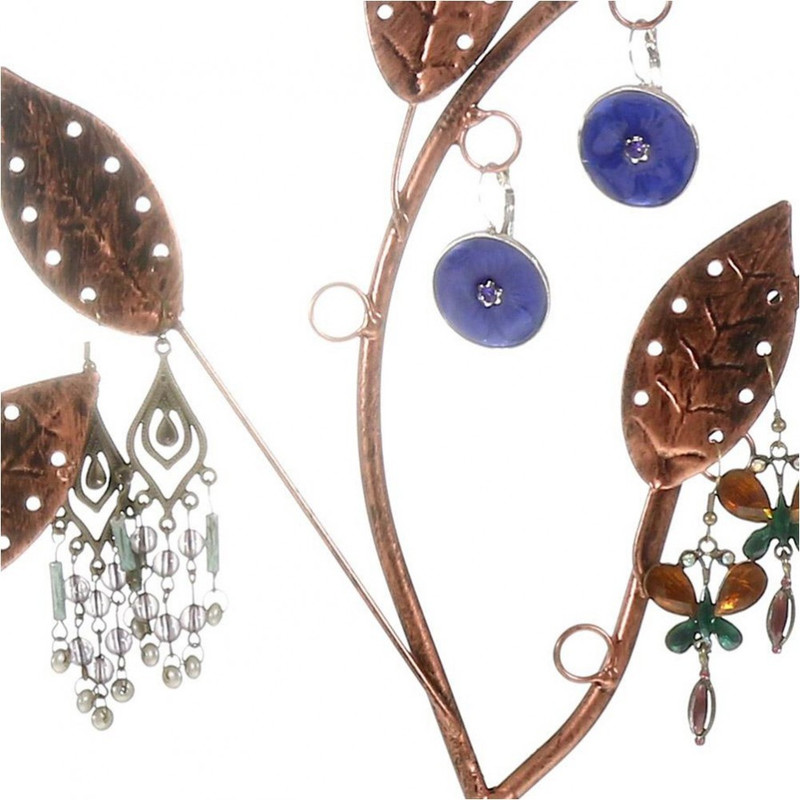 Porte bijoux arbre à boucle d'oreille et bijoux design Cuivre patiné - vue 2