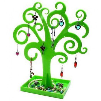 Porte bijoux arbre à boucle d'oreille et bijoux curly tree Vert