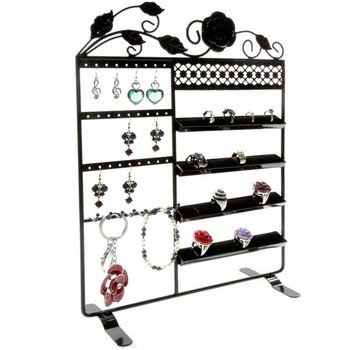 Jewelry holder flower frame buckle bracelet ring and accessory Black