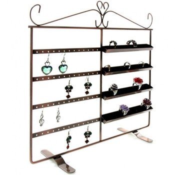 Jewelry holder duo frame for earring and ring Copper