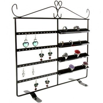 Jewelry holder duo frame for earring and ring Black