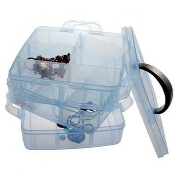 Boite de rangement plastique 18 compartiments Bleu