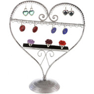 Porte bijoux coeur boucle d'oreille et bagues Gris patiné