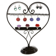 Porte bijoux coeur boucle d'oreille et bagues Noir