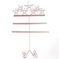 Présentoir porte bijoux boucles d'oreilles (27 paires) déco fleurs Or rose