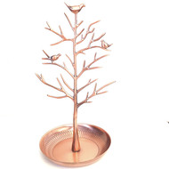 Porte bijoux arbre métal oiseaux Cuivre