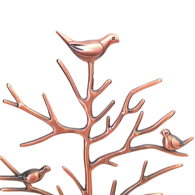 Porte bijoux arbre métal oiseaux Cuivre - vue 2