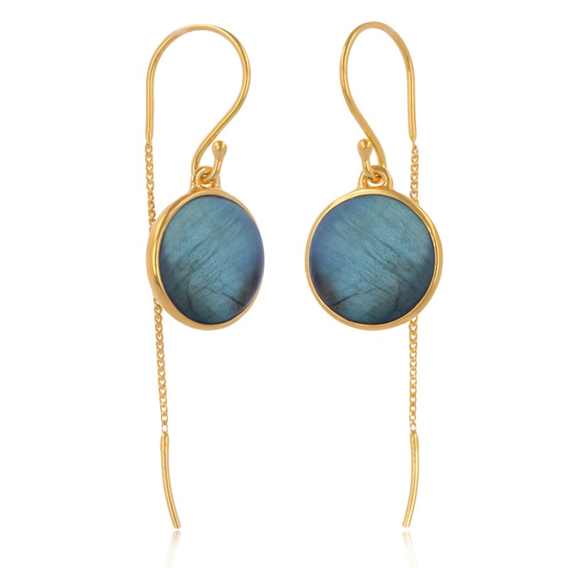 Boucles dOreille Pierre de Labradorite Facett/ée Plaqu/é Or
