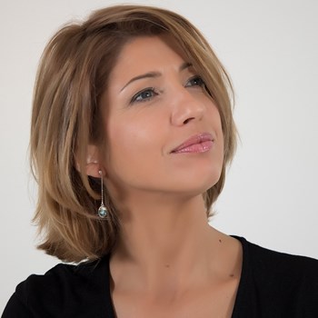 Pendants d'oreilles sur chaîne argent rhodié cabochon nacre abalone dentelles argent rhodié