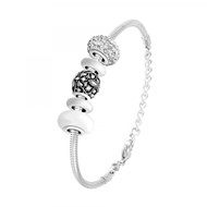 Bracelet de charms perles blancs et acier SC Crystal