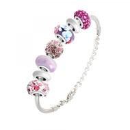 Bracelet de charms perles roses et acier SC Crystal