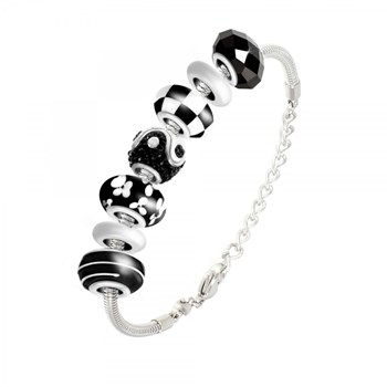 Charms bracelet black pearls and steel SC Crystal
