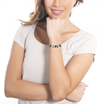 Charms bracelet black pearls and steel SC Crystal