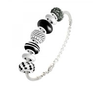 Bracelet de charms perles noirs et blancs et acier SC Crystal