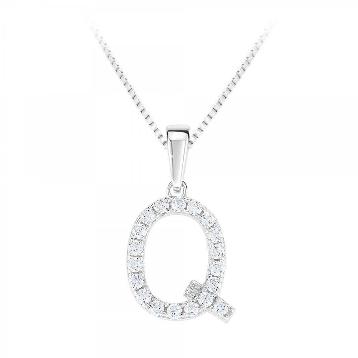 Collier lettre Q SC Crystal en Argent rhodié 925/1000