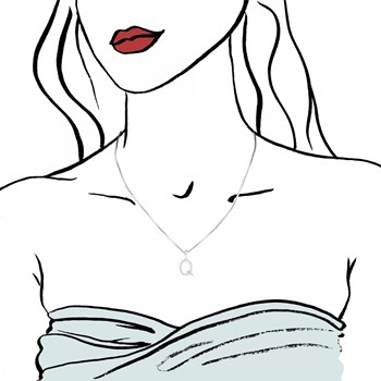 Ketting letter Q SC kristal in gerhodineerd zilver 925/1000