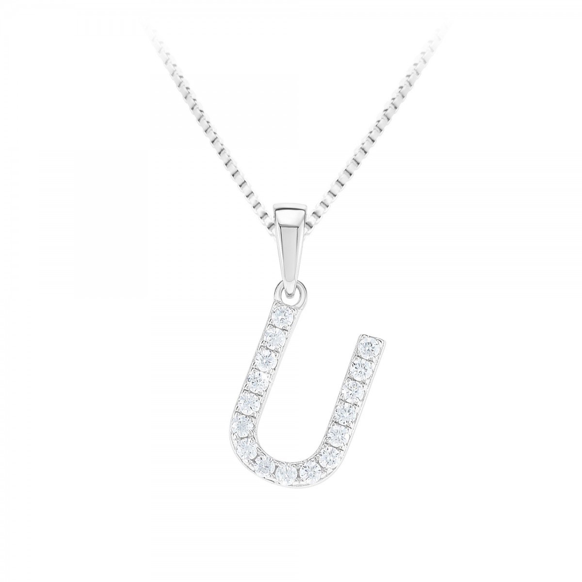 Collier lettre U SC Crystal en Argent rhodié 925/1000