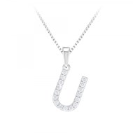 Collier lettre U SC Crystal en Argent rhodié 925/1000