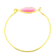 Bracelet plaqué Or 22 carats pierre oeil de chat rose HO