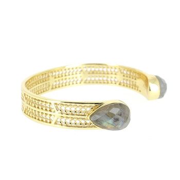 Bracelet ouvert en métal doré avec pierres Labradorite AZUNI