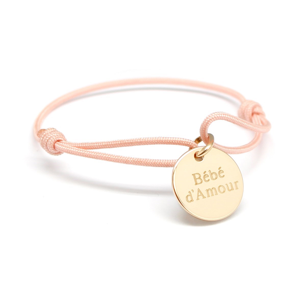 Bracelet Cordon Medaille Plaque Or Gravure Bebe D Amour Enfant Bracelet Rigide Maty