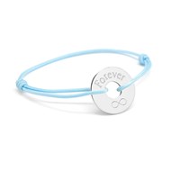 Bracelet cordon médaille ronde ajourée argent 925 gravure FOREVER INFINI