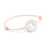 Bracelet cordon médaille ronde ajourée argent 925 gravure FOREVER INFINI