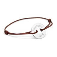 Bracelet cordon médaille ronde ajourée argent 925 gravure AWESOME DAD