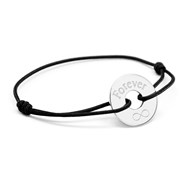 Bracelet cordon médaille ronde ajourée argent 925 gravure FOREVER INFINI