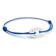 Bracelet cordon médaille ovale argent 925 gravure MEILLEUR PARRAIN