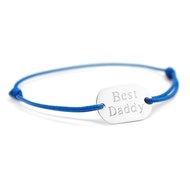 Bracelet cordon médaille rectangle argent 925 gravure BEST DADDY