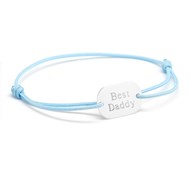 Bracelet cordon médaille rectangle argent 925 gravure BEST DADDY