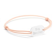 Bracelet cordon médaille rectangle argent 925 gravure BIG BROTHER