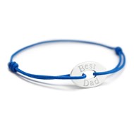 Bracelet cordon médaille ovale argent 925 gravure BEST DAD