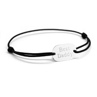 Bracelet cordon médaille rectangle argent 925 gravure BEST DADDY