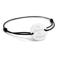 Bracelet cordon médaille argent 925 gravure MY DADDY MY FRIEND