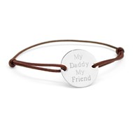 Bracelet cordon médaille argent 925 gravure MY DADDY MY FRIEND