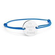 Bracelet cordon médaille argent 925 gravure MY DADDY MY FRIEND