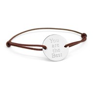 Bracelet cordon médaille argent 925 gravure YOU'RE THE BEST