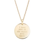 Collier médaille plaqué or gravure I LOVE YOU TO THE MOON AND BACK