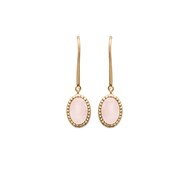Boucles d'oreilles pendantes quartz rose 'Emma' - Bijoux Privés Discovery