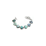 Bracelet Femme Coeurs en Coquillage Abalone Vert Bleu