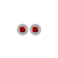Boucles d'oreilles Cercle Plaqué Rhodium et Cubic Zirconia Blanc et Rouge