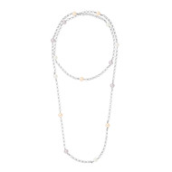 Long Collier Sautoir 100 cm en Argent 925/1000 et Perles de culture Multicolores
