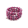 Bracelet 3 Rangs en Perles Roses et Plaqué Rhodium - vue V1