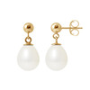 Boucles d'Oreilles Pendantes Perles de Culture Blanches et or jaune 750/1000 - vue V1